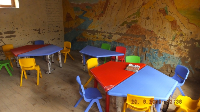 Colourful furniture donated by their corporate sponsors